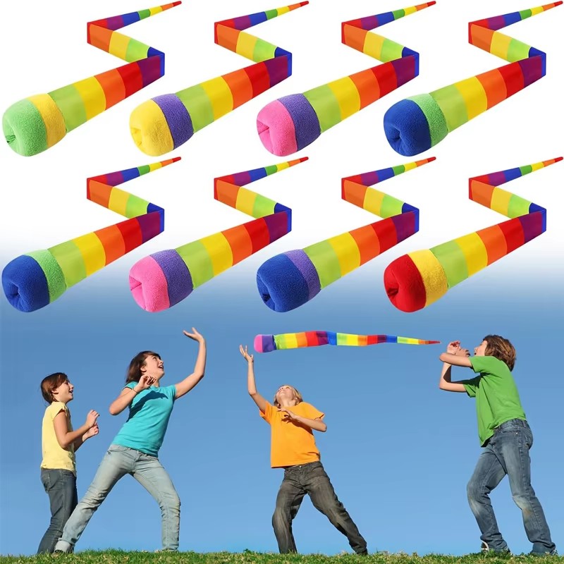 Rainbow Tail Catch Ball Set Outdoor Sensory Toss Game for Kids Party Fun