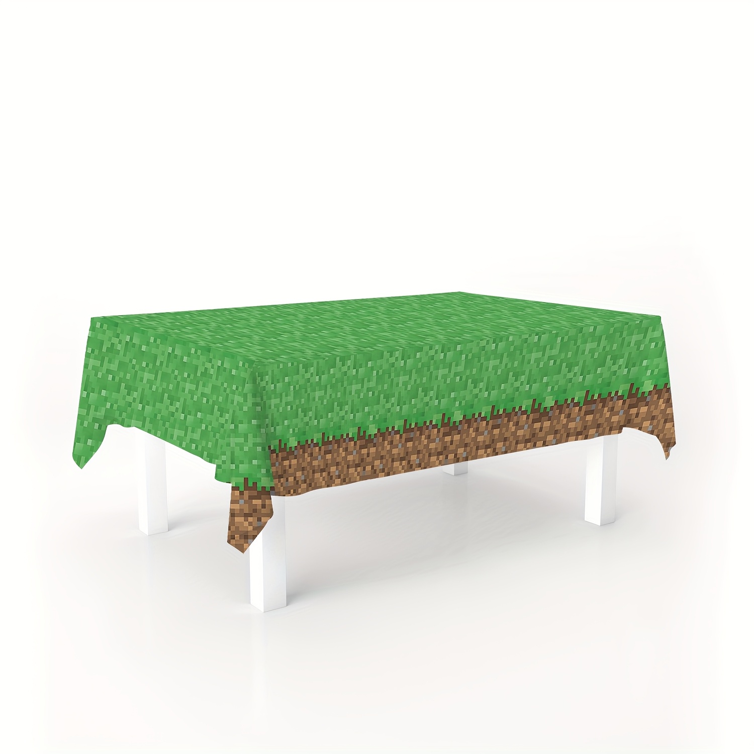 Disposable Rectangular Pixel Tablecloth for Party Event Home Decoration Green Lawn Table Runner