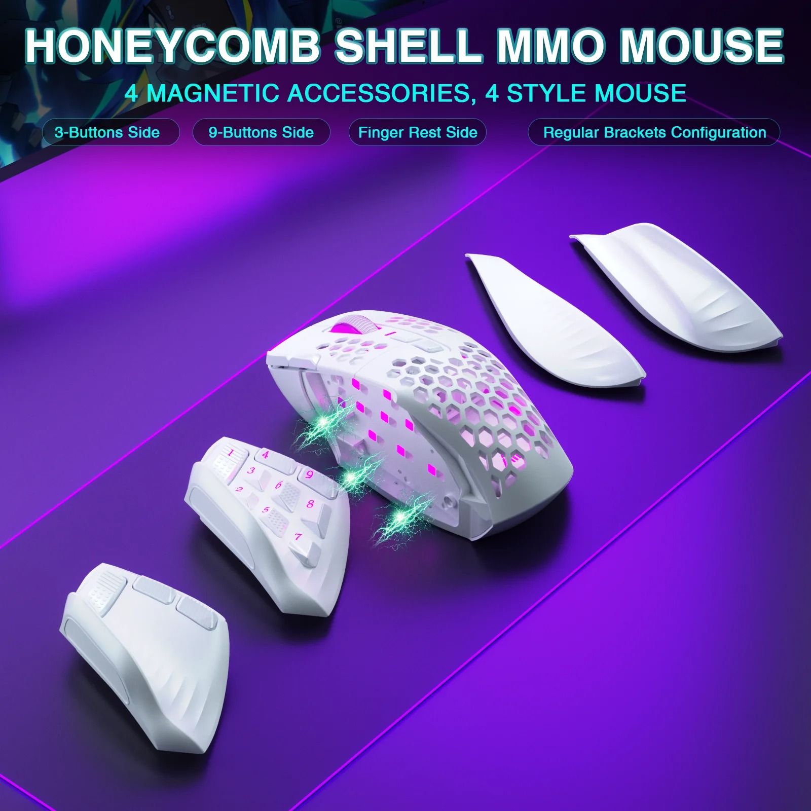 SOLAKAKA SM809 Pro Wireless MMO Gaming Mouse PAW3311 with 16 Programmable Buttons
