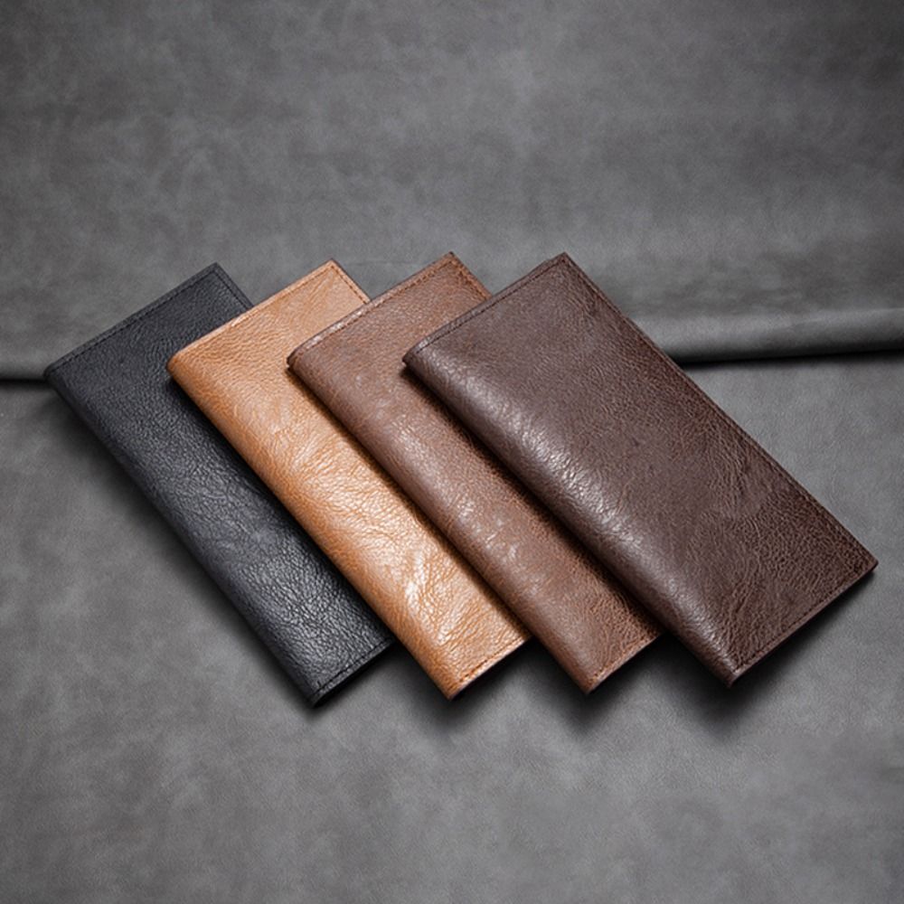 Leather Long Wallet for Men, Durable Multiple Slots Card Holder, Thin Soft Wallet for Banknotes Money Purses