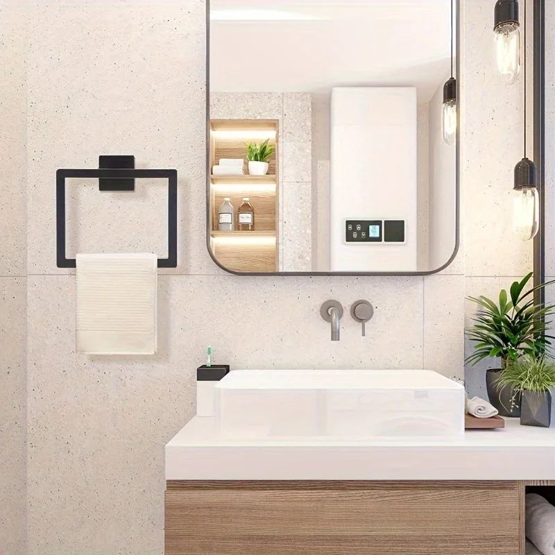 SteelSquare Wall-Mounted Towel Ring - stainless steel towel ring with Rust-Resistant Square Design