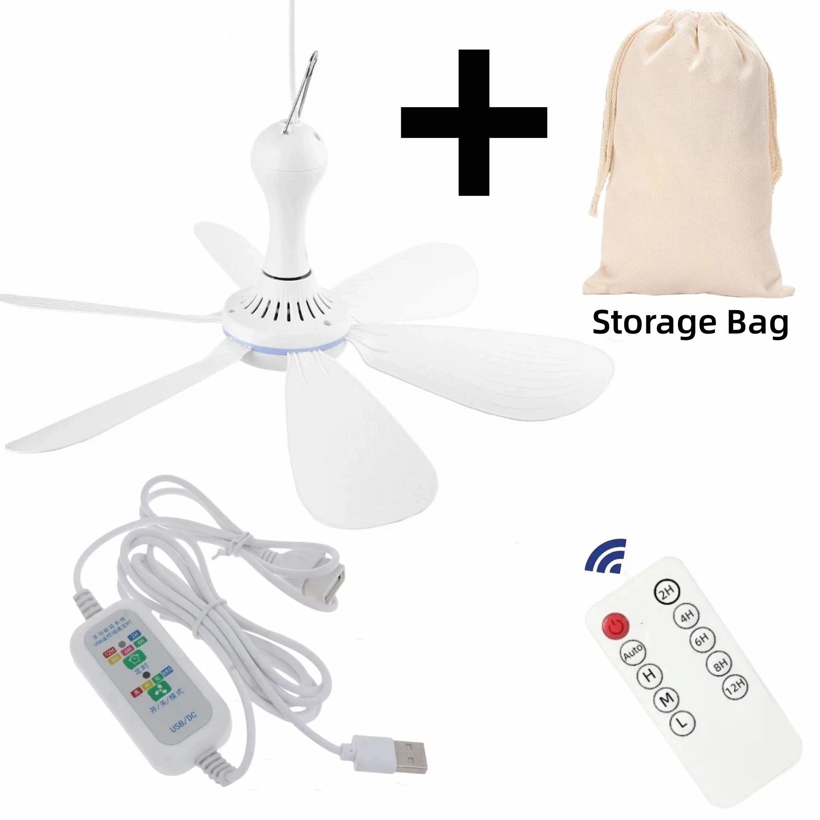 USB Powered Silent 6 Blade Ceiling Canopy Fan with Remote Control