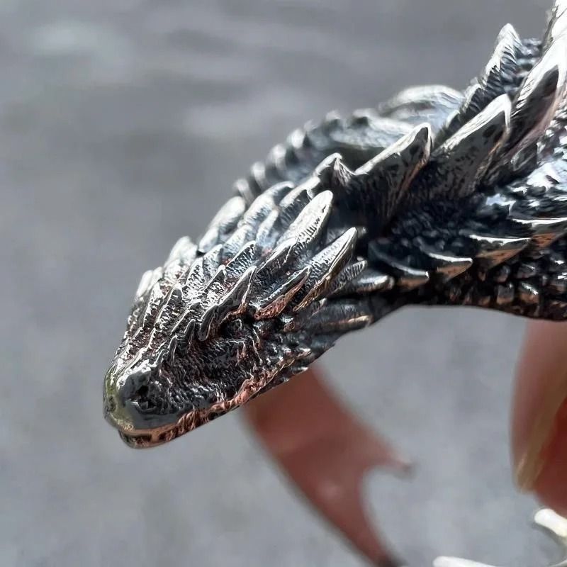 Antique Silver Dragon Wing Adjustable Ring