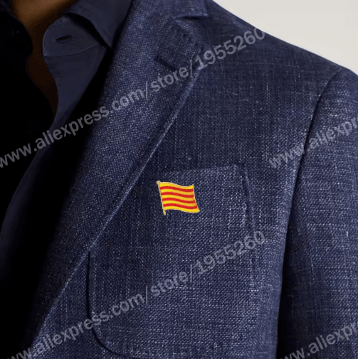 Catalonia Flag Enamel Lapel Pin Crystal Epoxy Badge