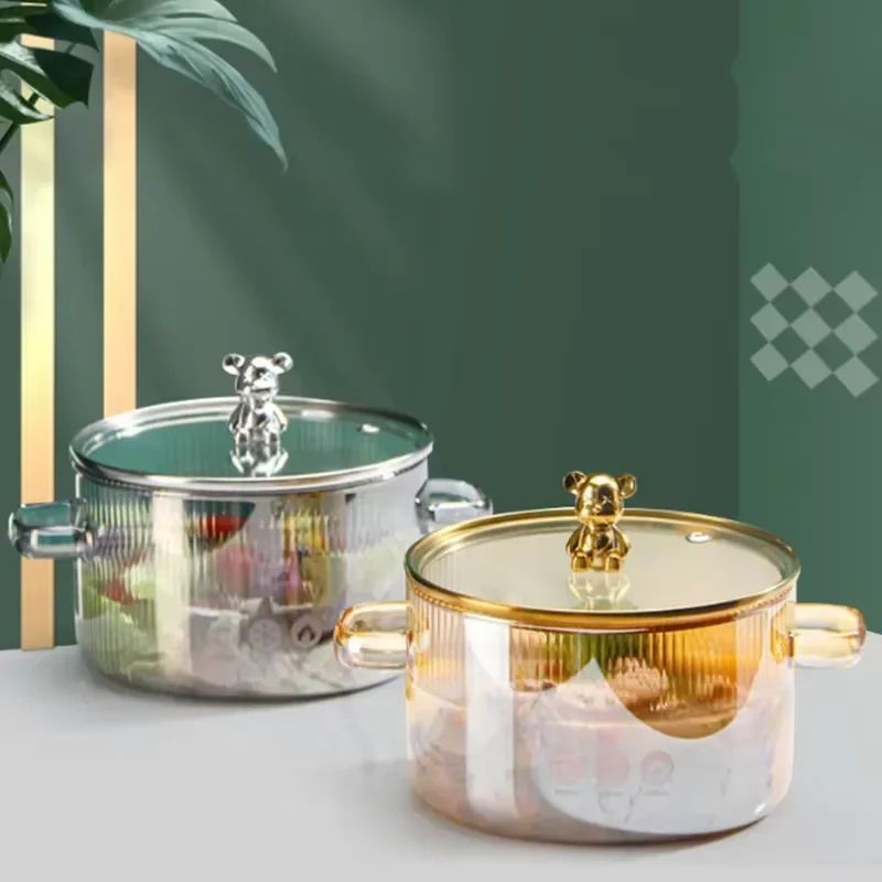 ClearView Heat-Resistant Glass Saucepan with Lid & Dual Handles