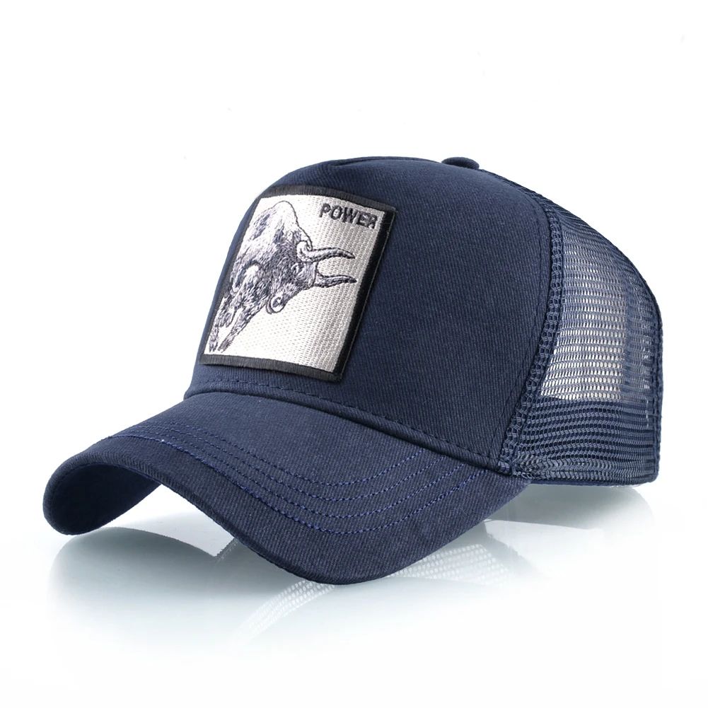 Embroidered Bull Patch Mesh Trucker Cap – Hip Hop Snapback Baseball Hat