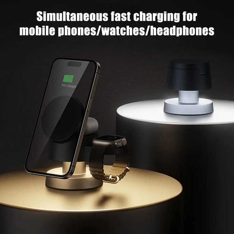Mushroom Lamp Wireless Charger 4 in 1 Magnetic Night Light Charging Station