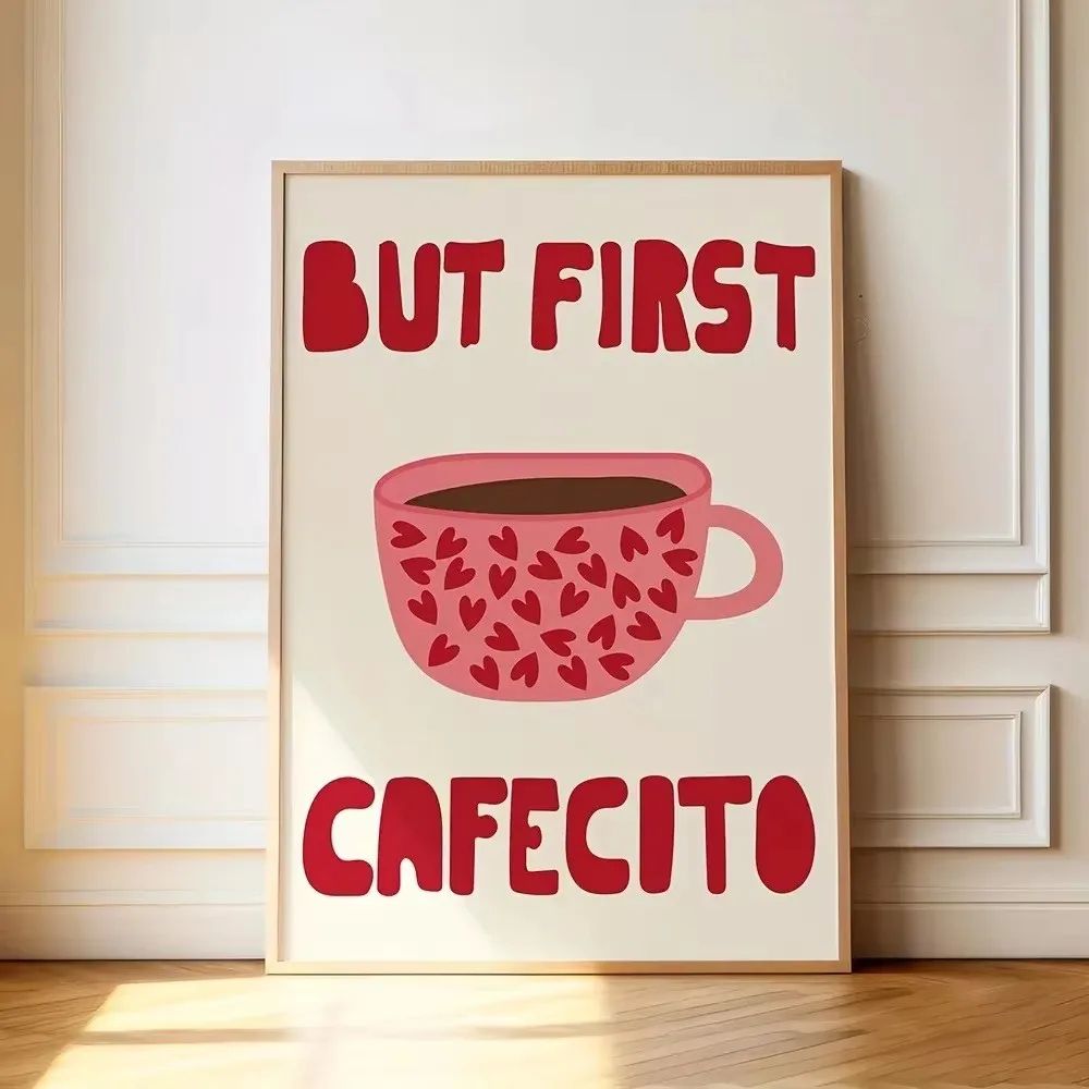 But First Cafecito Canvas Wall Art Minimalist Coffee Quote Decor