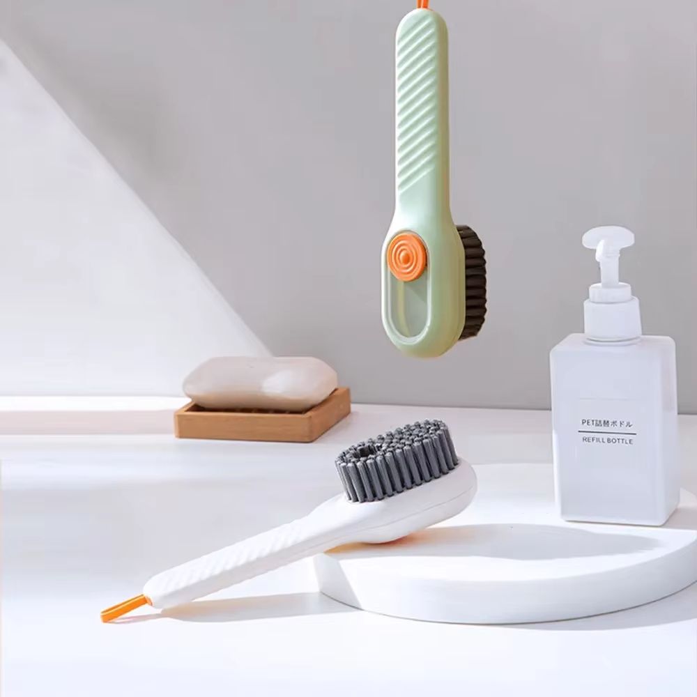 Multifunction Long-Handle Shoe Cleaning Brush with Soft Bristles and Automatic Liquid Dispenser