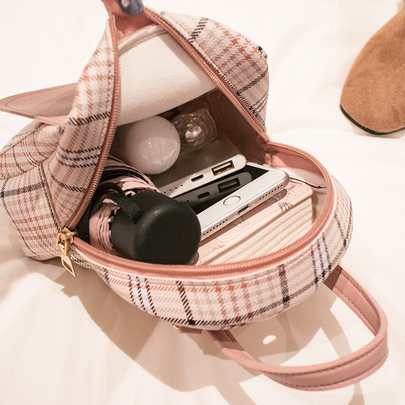 Plaid Mini Backpack Crossbody Bag for Teen Girls