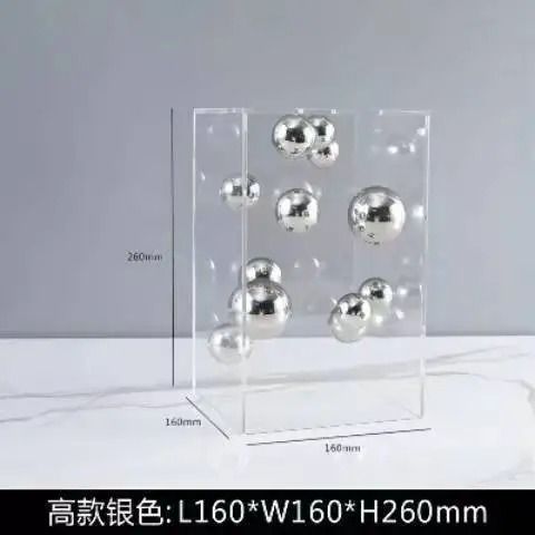 Clear Acrylic Square Display Box Decorative Sphere Cover Modern Home Decor