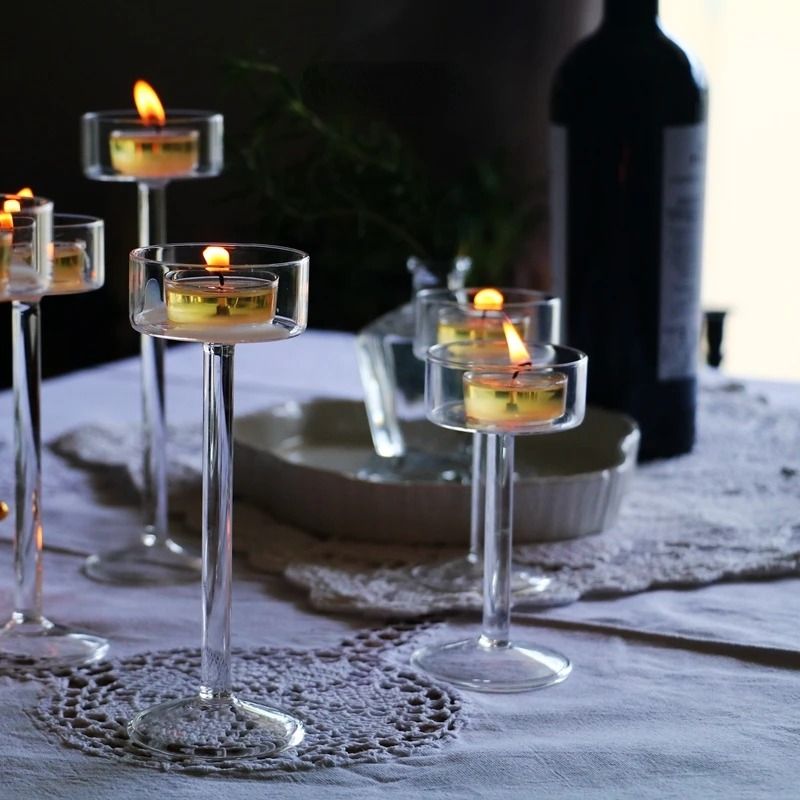 Glass Candle Holders Set