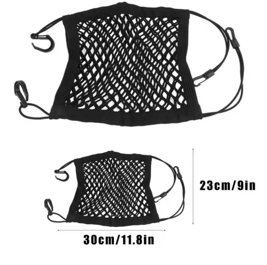 Double Layer Mesh Car Storage Net Seat Back and Trunk Organizer with Hooks 1 2PCS