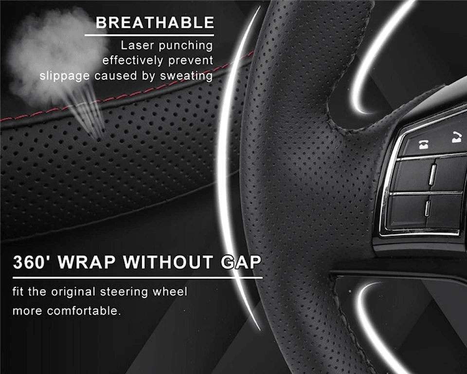 Genuine Leather DIY Car Steering Wheel Cover – Anti-slip