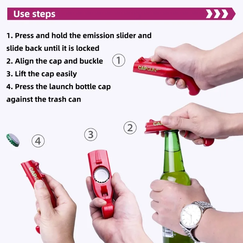 Cap Gun Bottle Opener Beer Bottle Opener with Bottle Cap Launcher