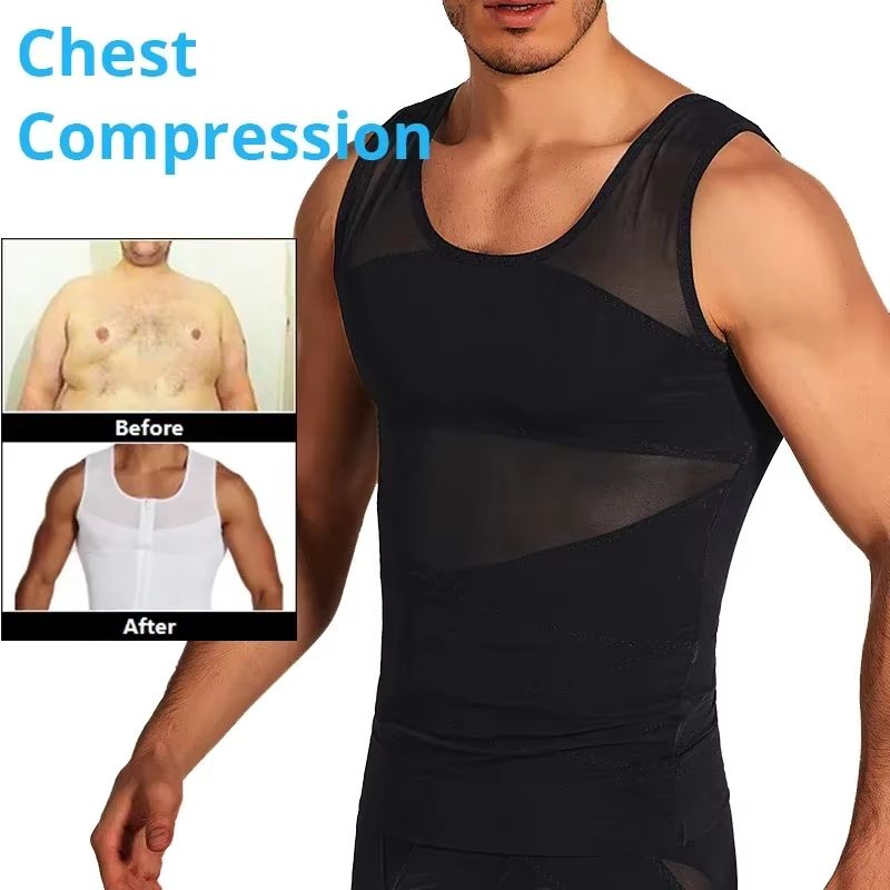 SlimFit Mens Compression Tank Breathable Tummy Control Body Shaper