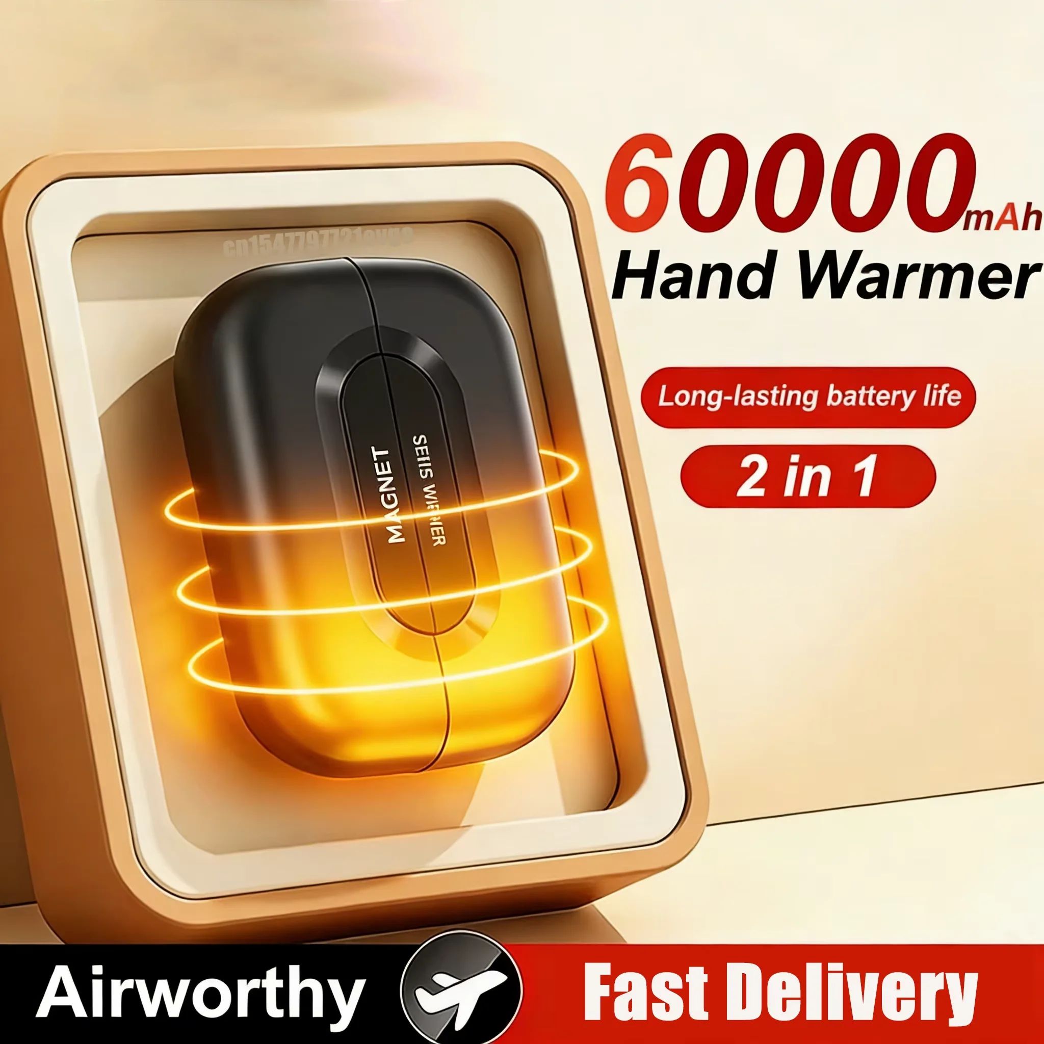 WarmCharge 2-in-1 Magnetic Hand Warmer Power Bank – 60000mAh Portable Rechargeable Heater