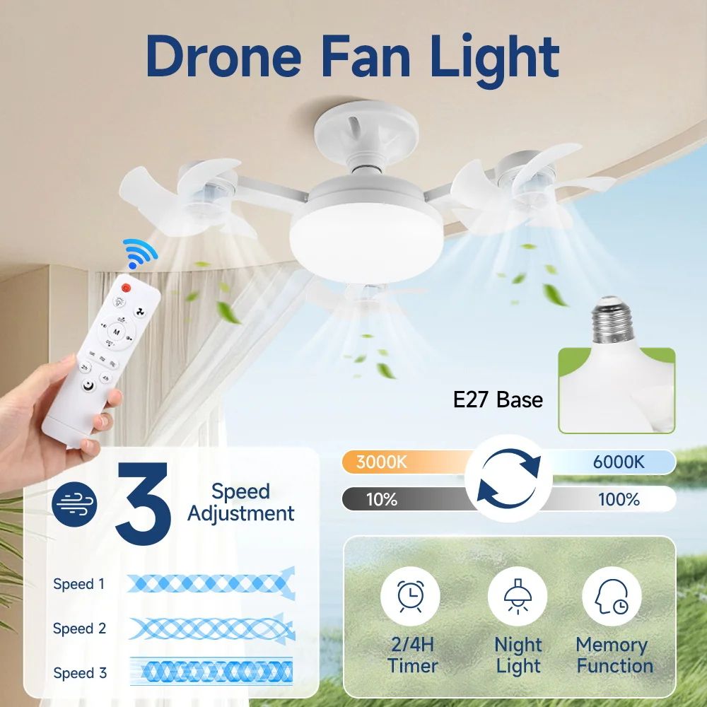 Modern LED Ceiling Fan with Light & Remote Control – 3-Speed Low Profile Cooling Solution