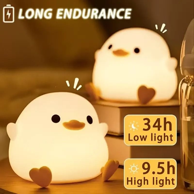 Creative Silicone Duck Night Light USB Charging Bean Shape