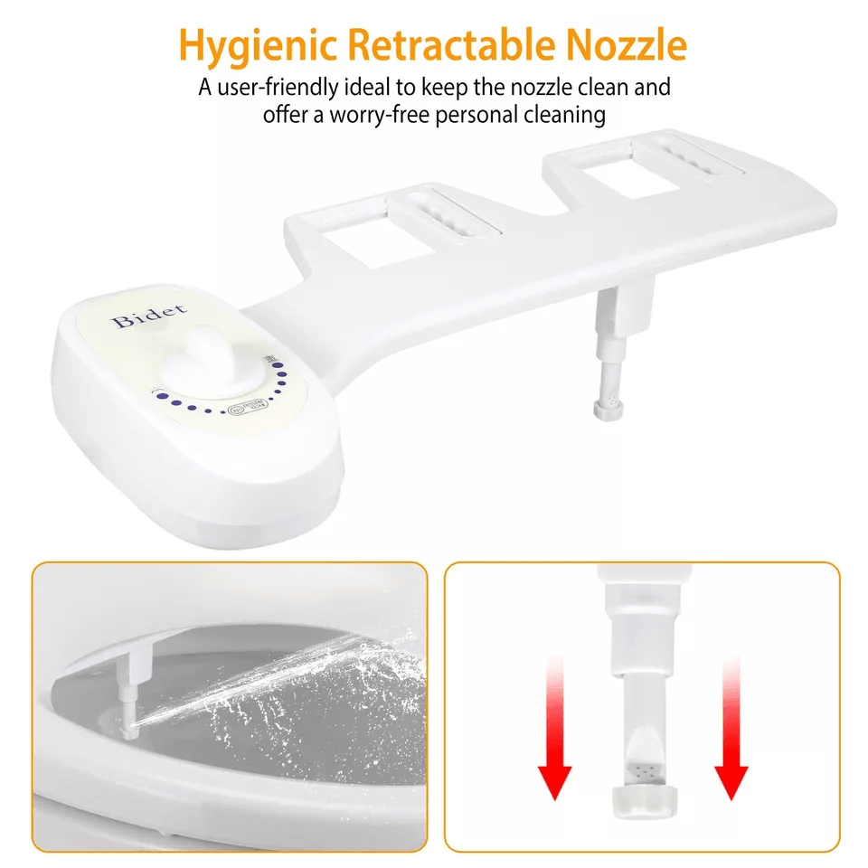 Adjustable Clean & Clear Rear End Bidet, Non-Electric Fresh Water Spray Butt Wash Washer with Self-Cleaning Nozzle