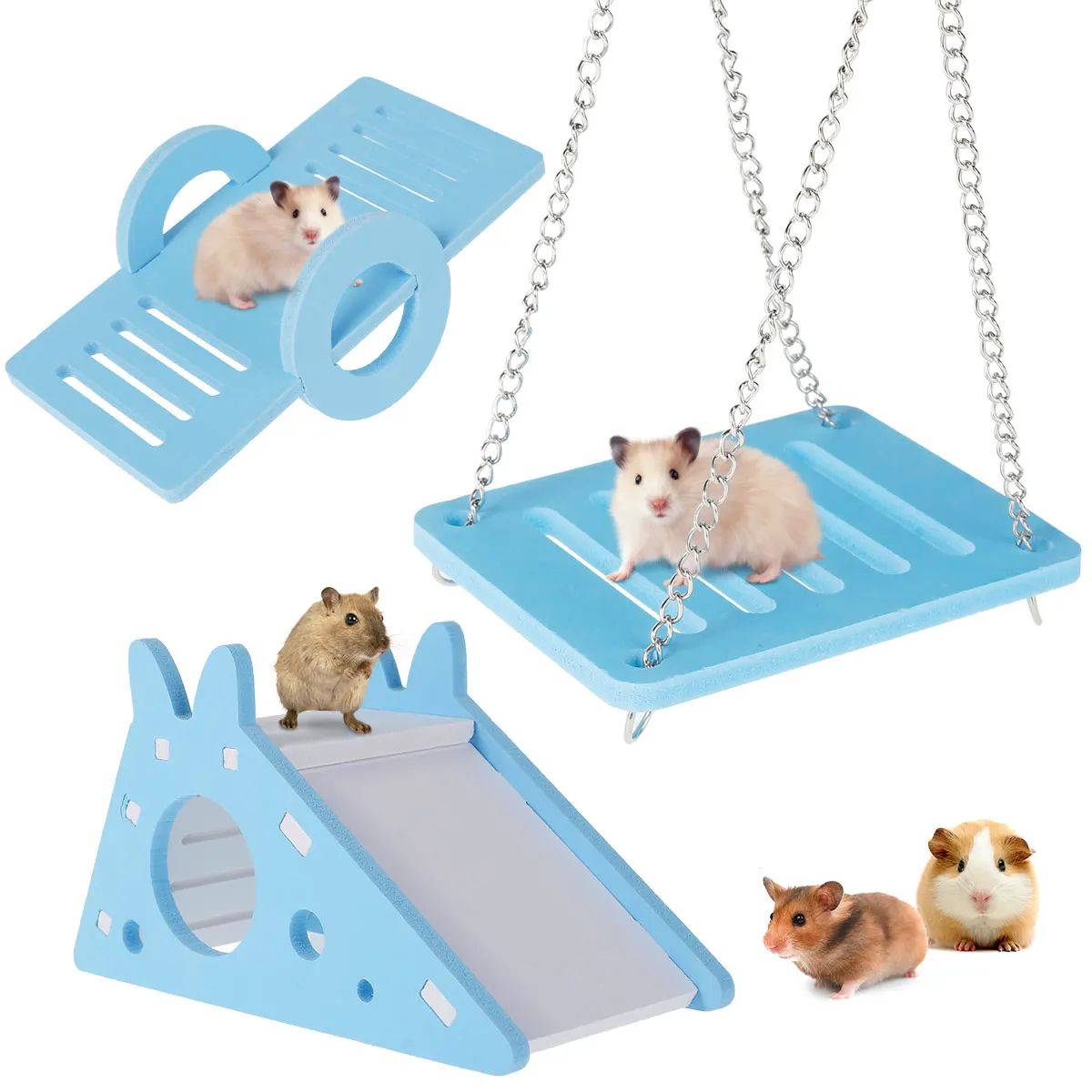 Natural Wooden Small Pet Chew Toy Set