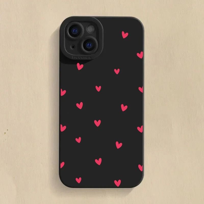 Black Love Heart Shockproof Silicone Phone Case