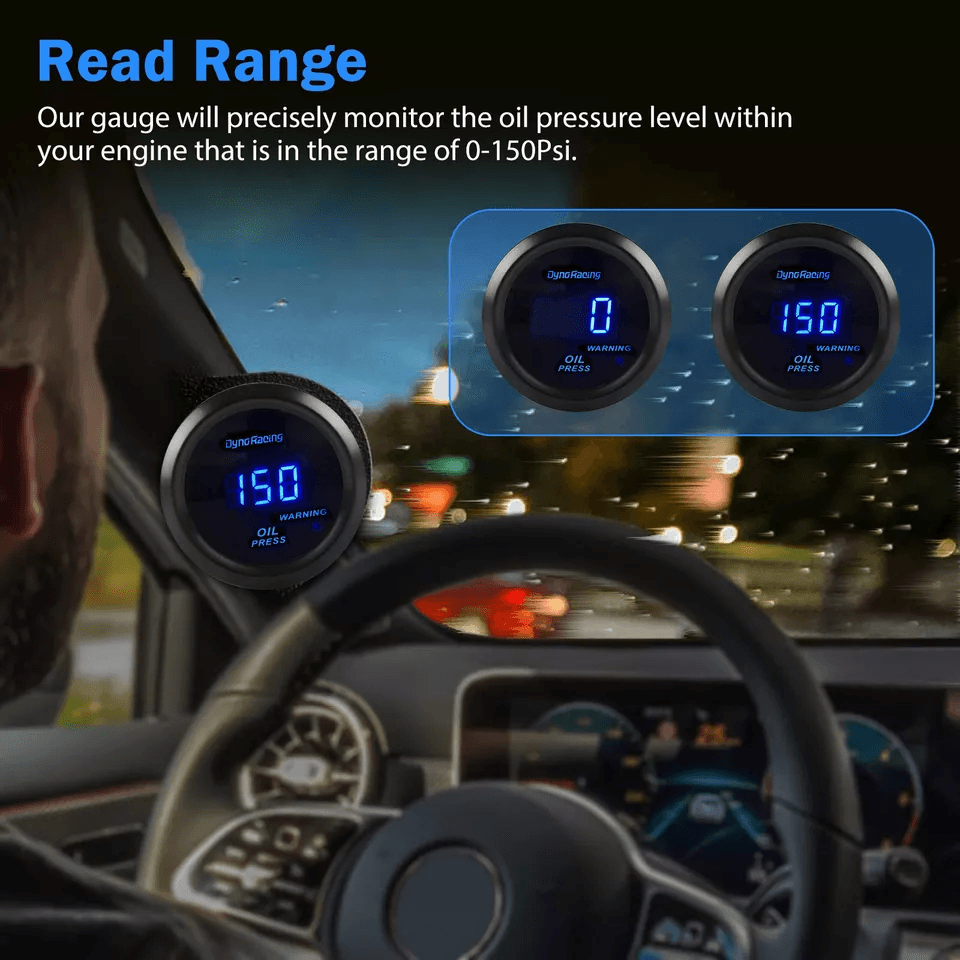 Universal LED Digital Oil Pressure Gauge Meter with Sensor Kit, Car Truck Automotive High Precision Display