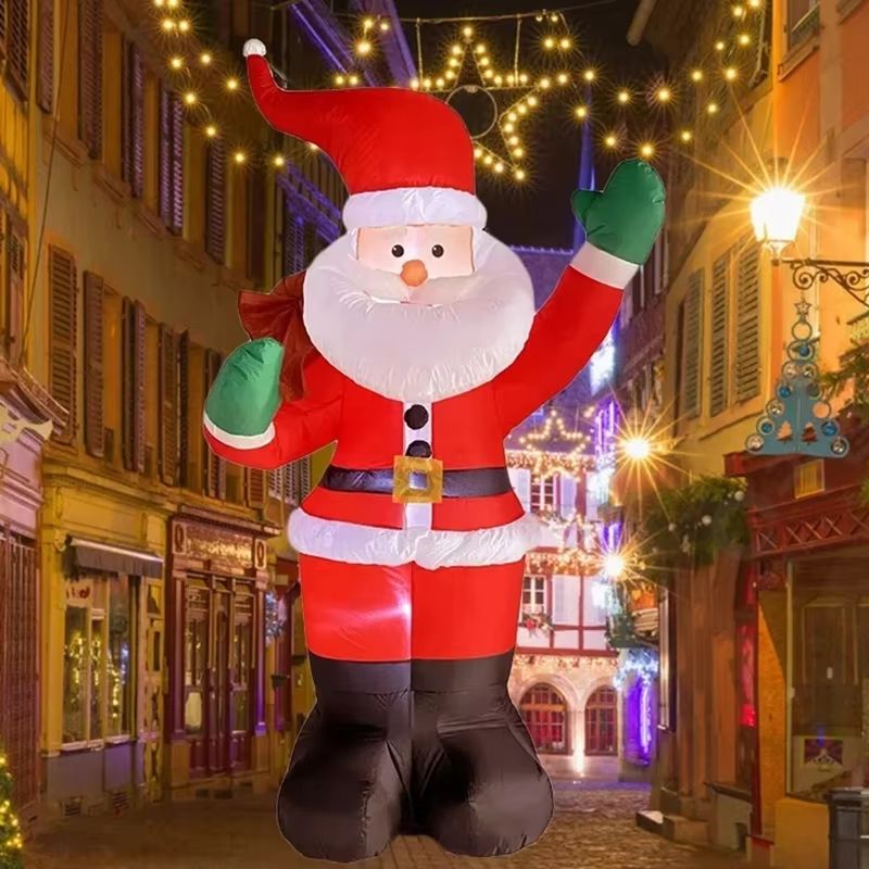 70.87in Inflatable Christmas Decoration Santa Backpack LED Outdoor Holiday Display