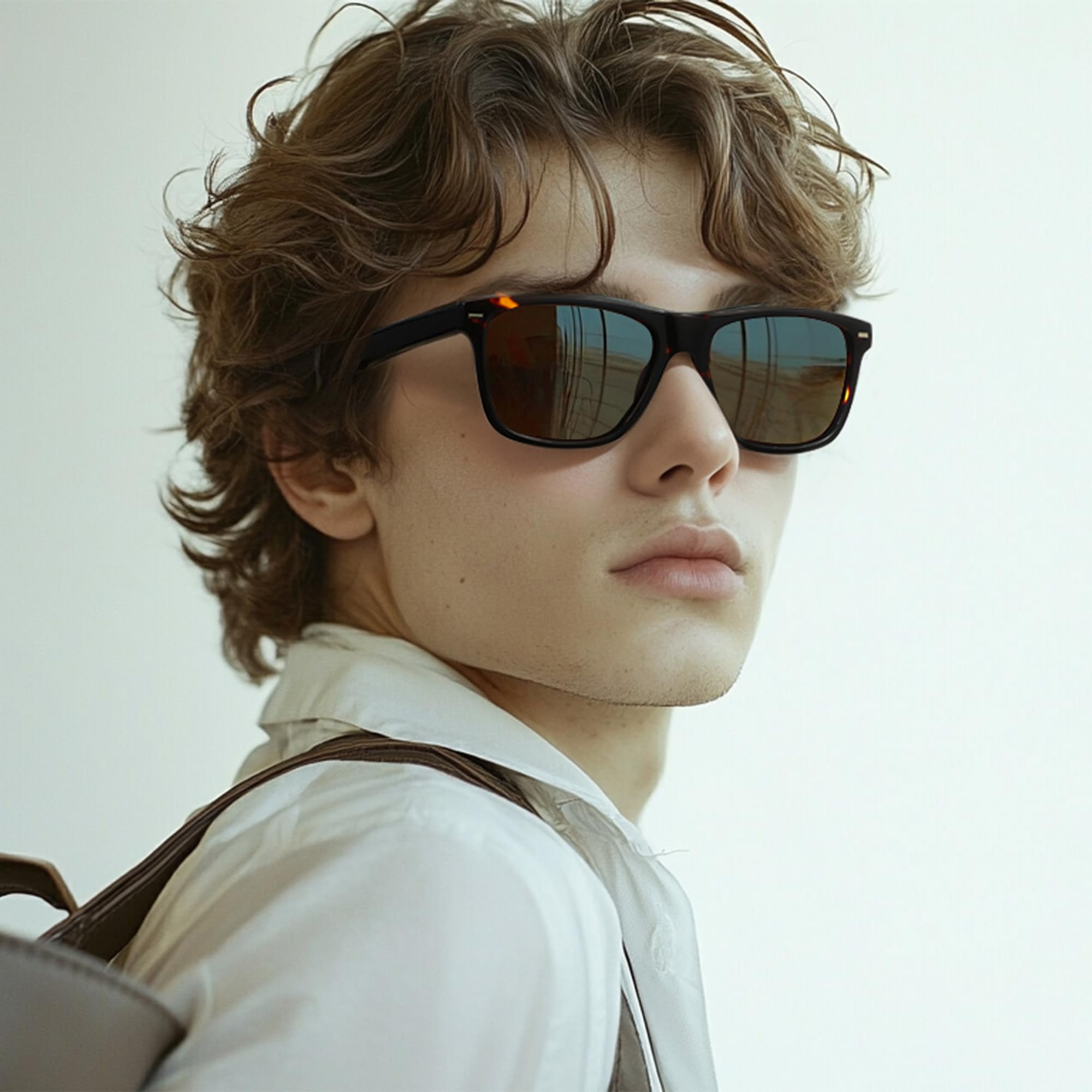 Retro Square Polarized Sunglasses for Men Lightweight Driving Shades