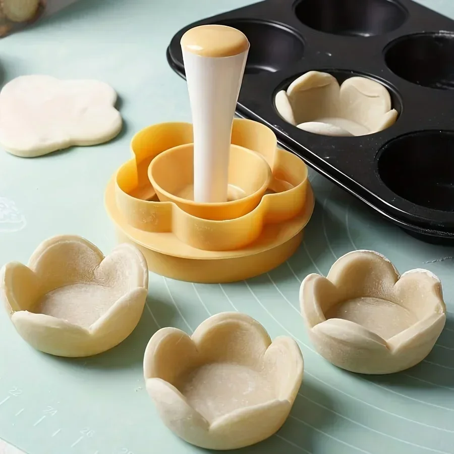 Pastry Dough Tamper Set, Flower Shaped Cutter, Cake Mold, Creative Cake Cup Presser, Biscuit Mold, Pie Tamper Kitchen