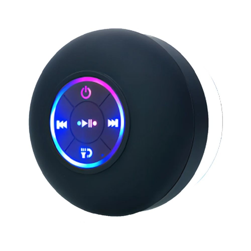 Mini Portable Waterproof Bluetooth Speaker with LED Light and Suction Cup