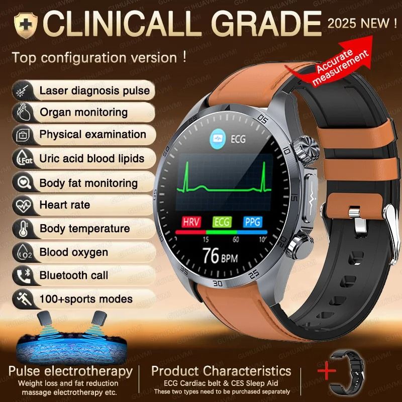 2026 Pulse Elite ECG+PPG Smartwatch | Metabolic Health & Body Fat Tracker | Executive Uric Acid & Blood Lipid System