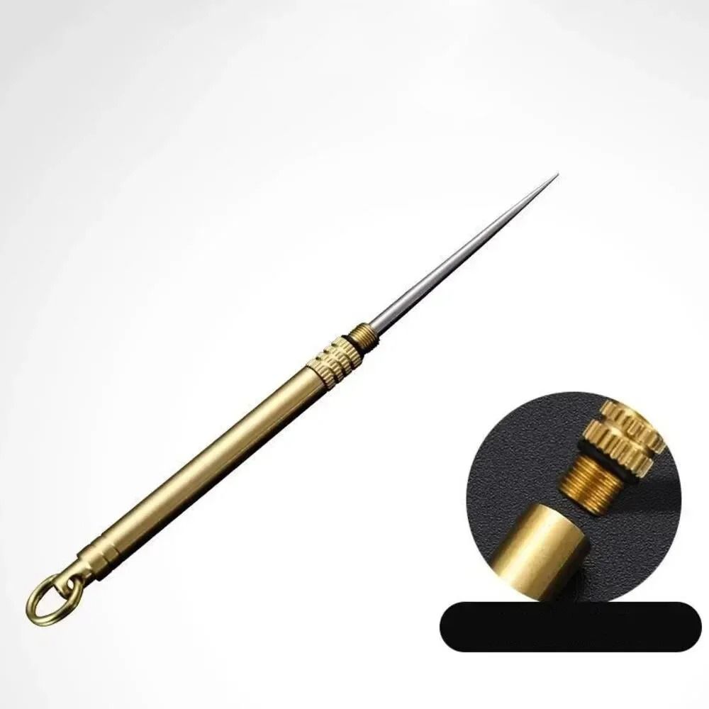 Titanium and Brass Portable Toothpick with Fruit Fork for Camping and Everyday Use