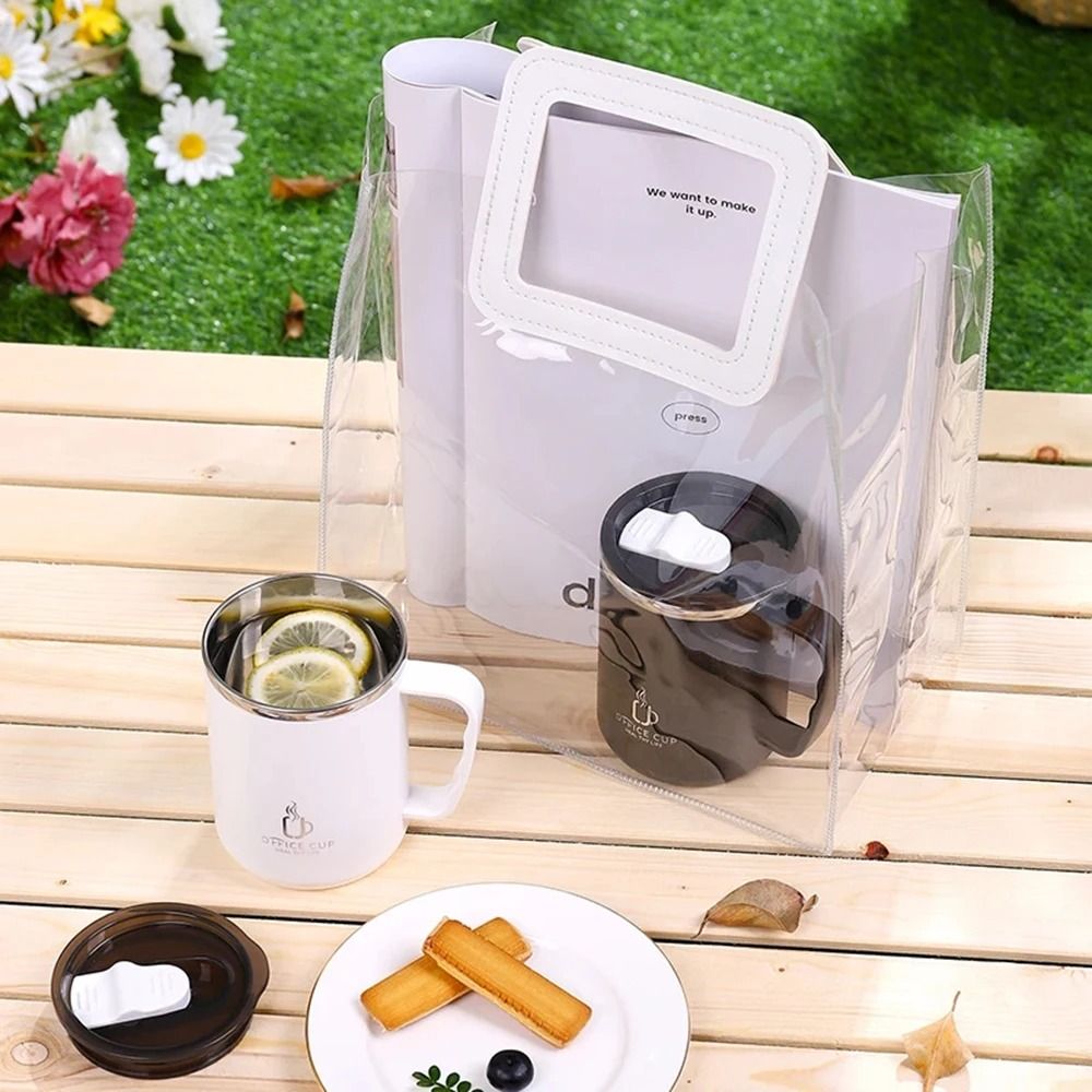 Stainless Steel Water Bottle Insulated Coffee Mug Double Wall Thermal Cup with Handle and Lid