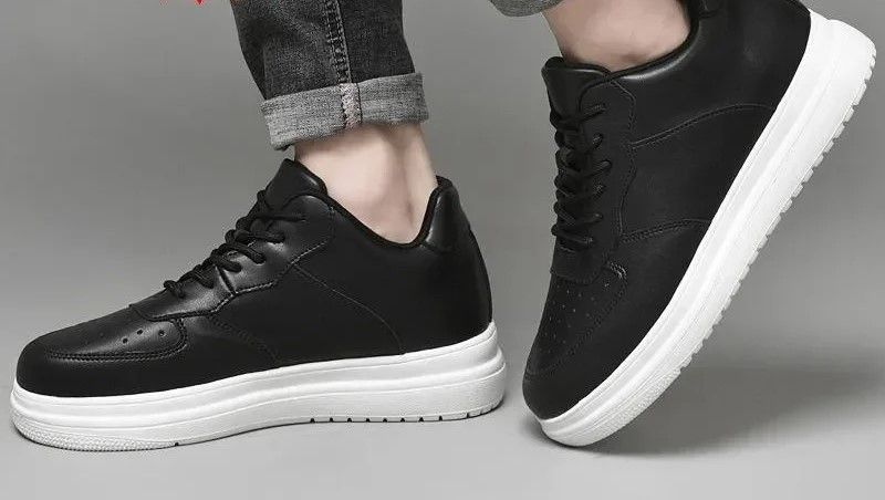 Height Increasing Shoes for Men Invisible Elevator Sneakers White Leather Sport Zapatillas De Hombre