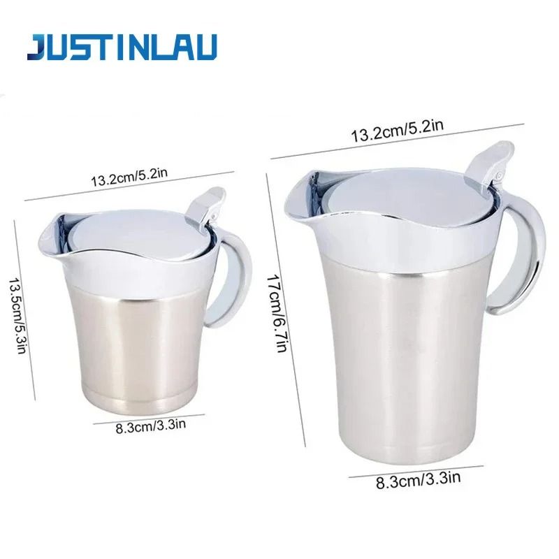 Premium Double-Insulated Stainless Steel Gravy Jug – Thermal Sauce Pot with Hinged Lid