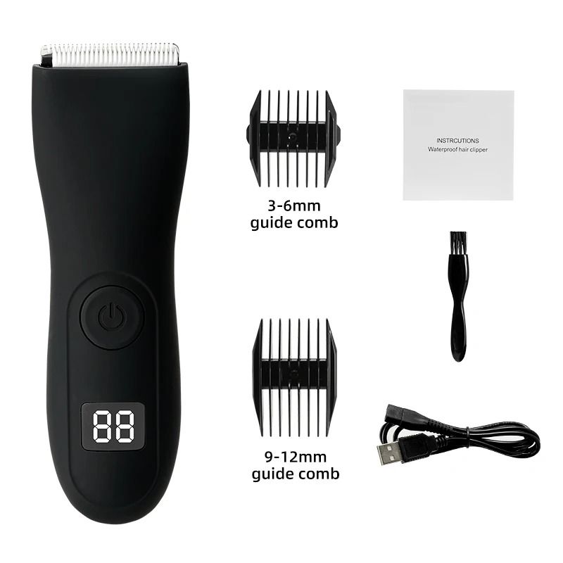 Mens Body Hair Trimmer with Groin and Bikini Shaver Attachment
