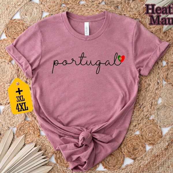 Portugal Heart Flag Shirt – Portuguese Pride Tee, Minimal Travel Souvenir Country Aesthetic Shirt