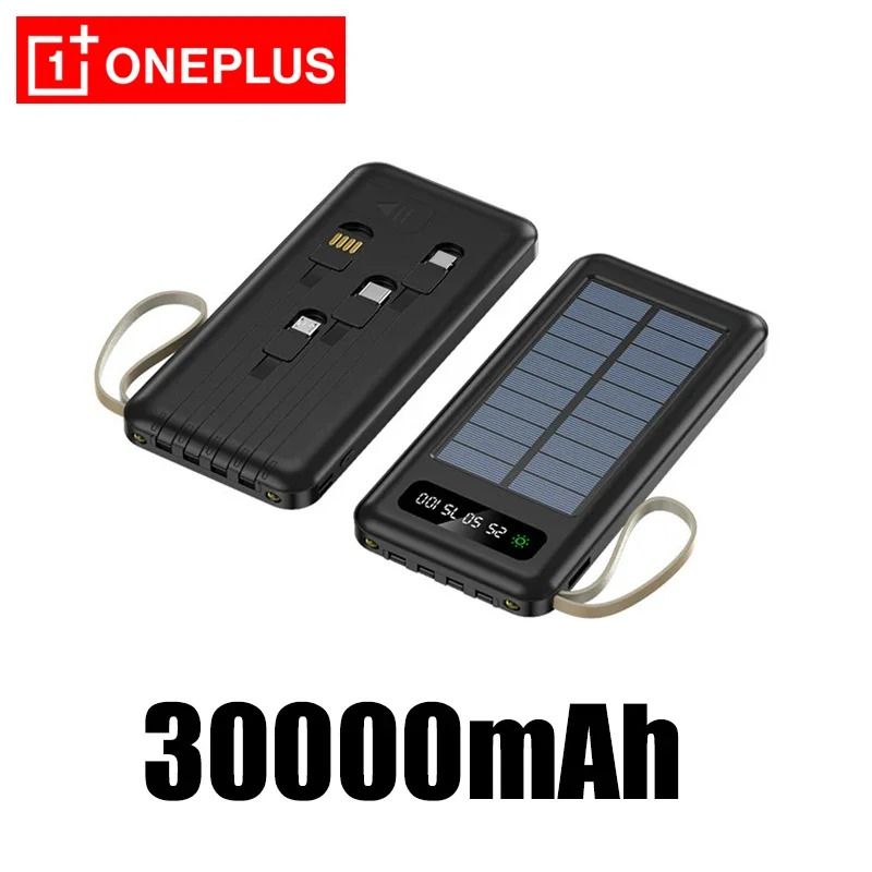 OnePlus 50000mAh Solar Power Bank | High-Capacity Fast Charging Battery with 4 Integrated Cables