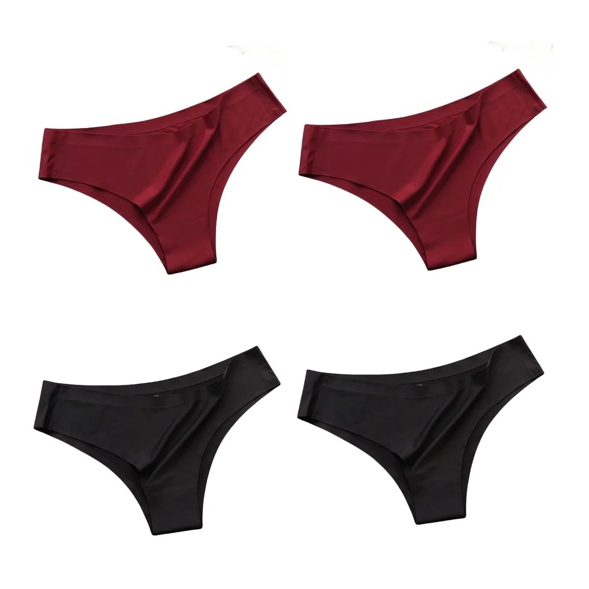 Seamless Ice Silk Low Waist Thong Panties Set of 4