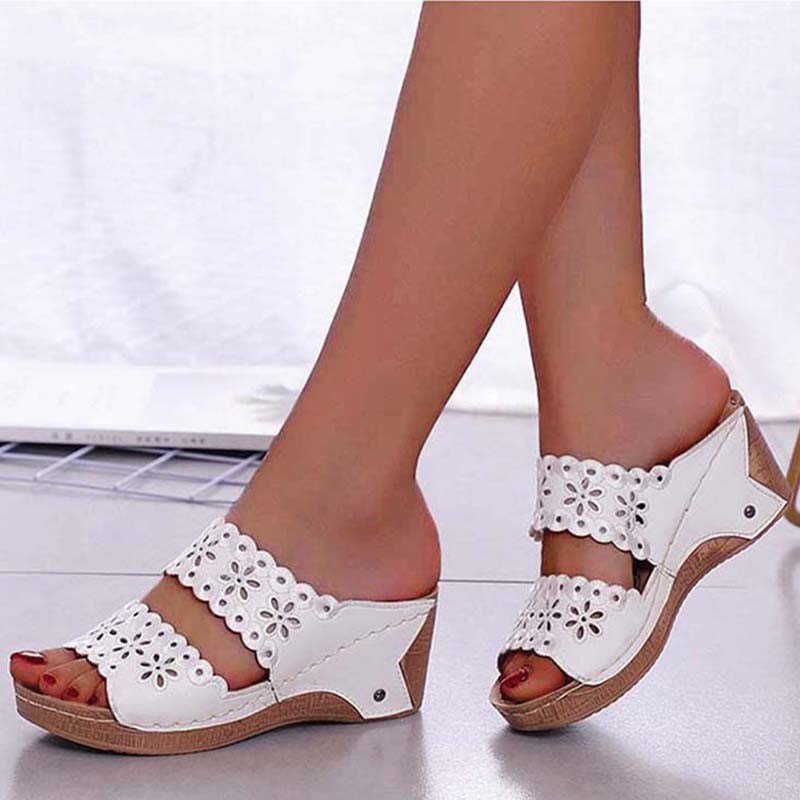 Stylish Summer Women Shoes Sandals, Non-Slip Slip On Wedge Sandals, Retro Ladies Footwear & Casual Women Slippers