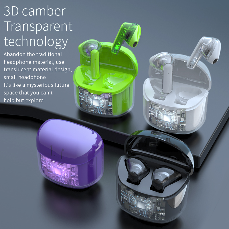 Transparent TWS Wireless Bluetooth Earbuds with Touch Control and HD Audio