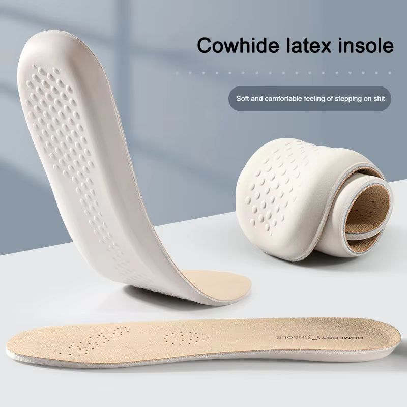 Premium Leather Arch Support Insoles – Shock Absorbing Cowhide Inserts for Plantar Fasciitis Relief