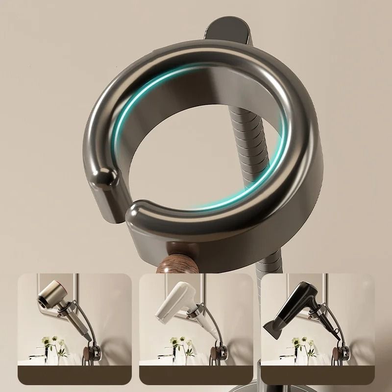Rotatable Wall Mounted Hair Dryer Holder with Adjustable Arm