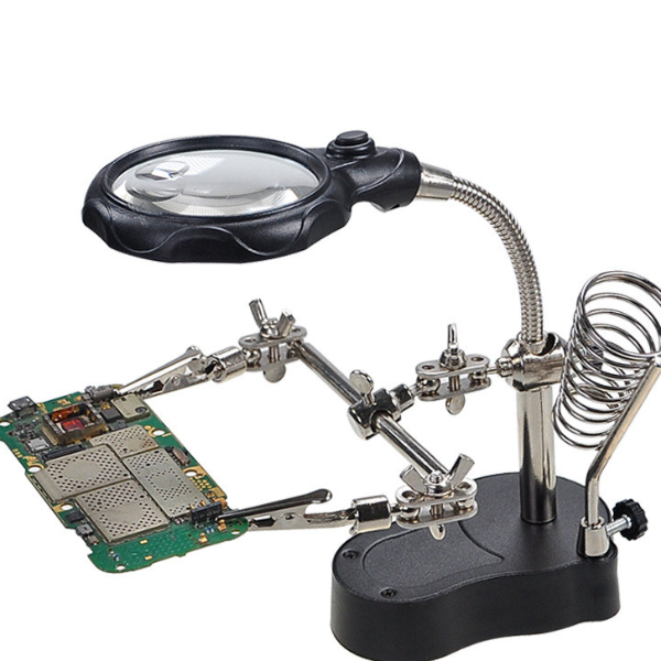 Precision Third Hand Soldering Stand with LED Magnifying Glass Adjustable Soldering Helping Hand Tool