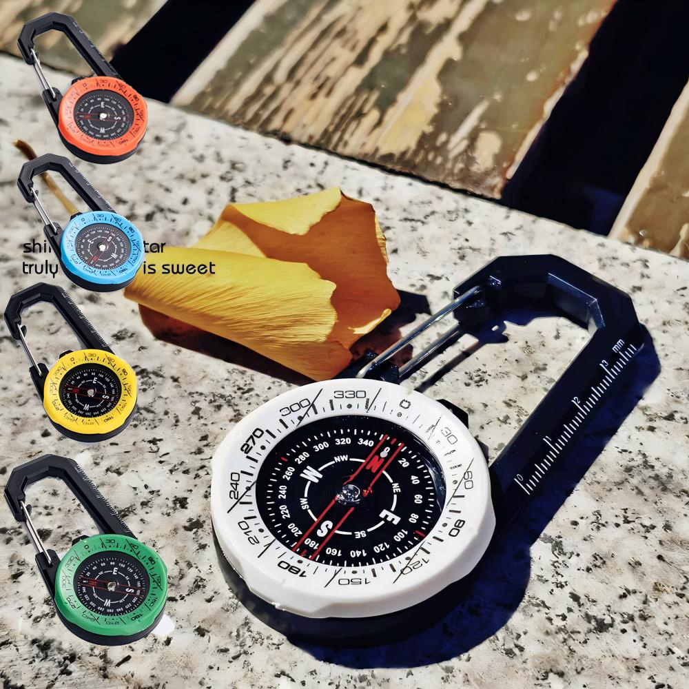 Waterproof Carabiner Compass – Portable Outdoor Guide for Hiking and Camping