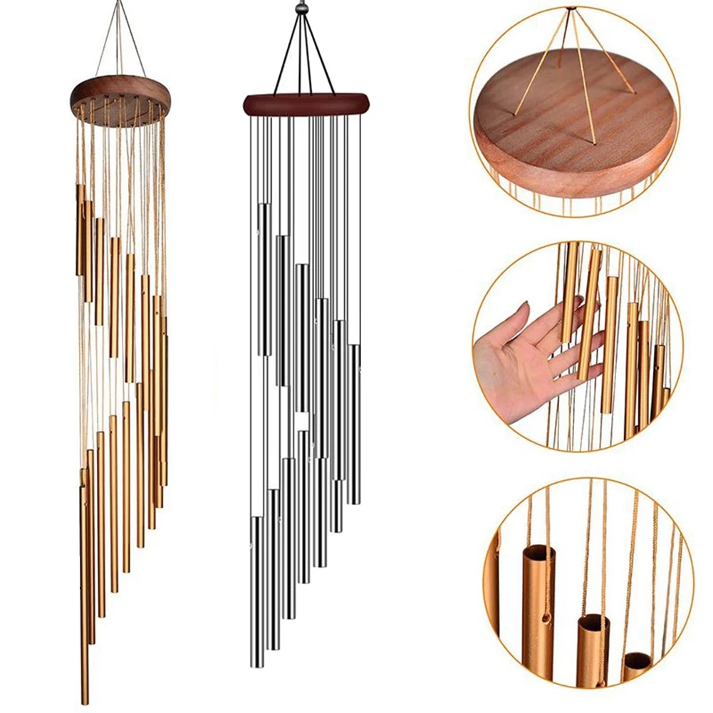 Elegant Aluminum Wind Chimes Tube Outdoor Garden Wind Chime with Hook for Patio, Memorial and Home Decor