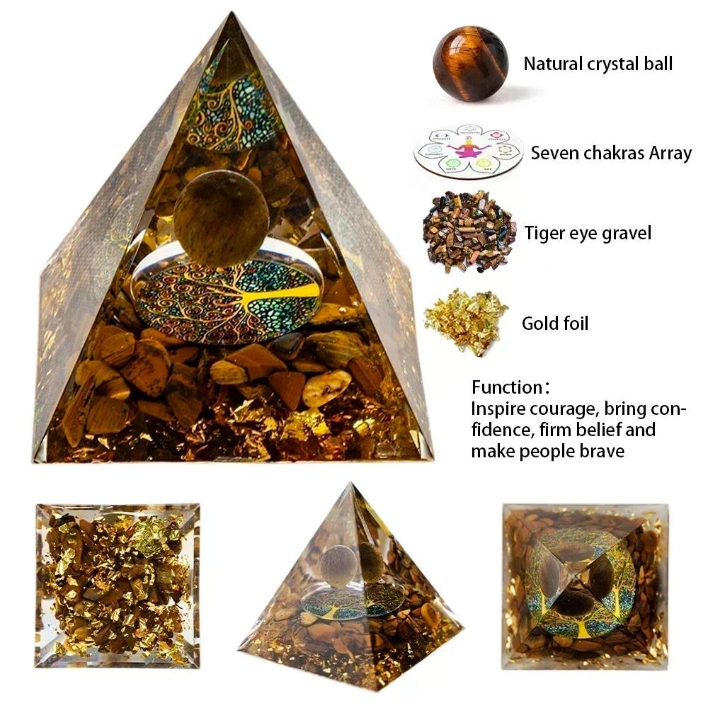 Natural Crystal Energy Pyramid Peridot Amethyst