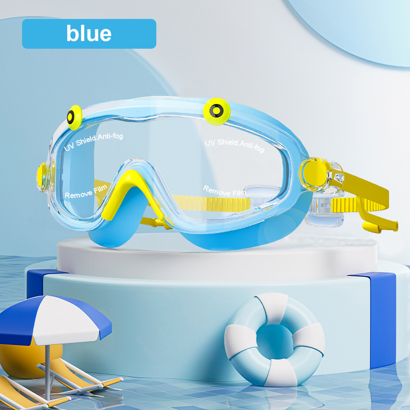 Kids Swim Goggles with Earplugs, Anti Fog Leak Proof Wide View