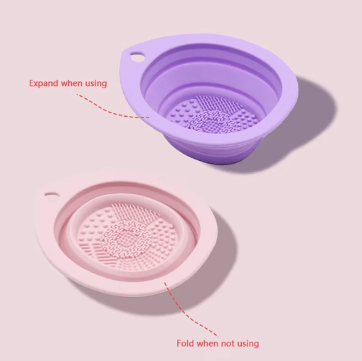 Silicone Makeup Brush Cleaner Bowl – Foldable Brush Washing & Scrubbing Tool